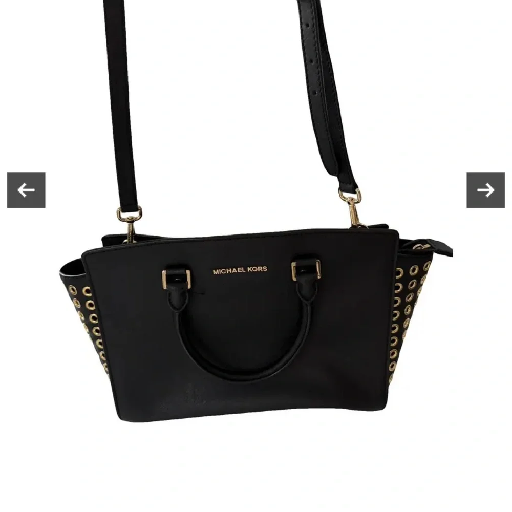 Modern Black MICHAEL Michael Kors Selma Grommet Medium shoulder, crossbody bag - Picture 16 of 16